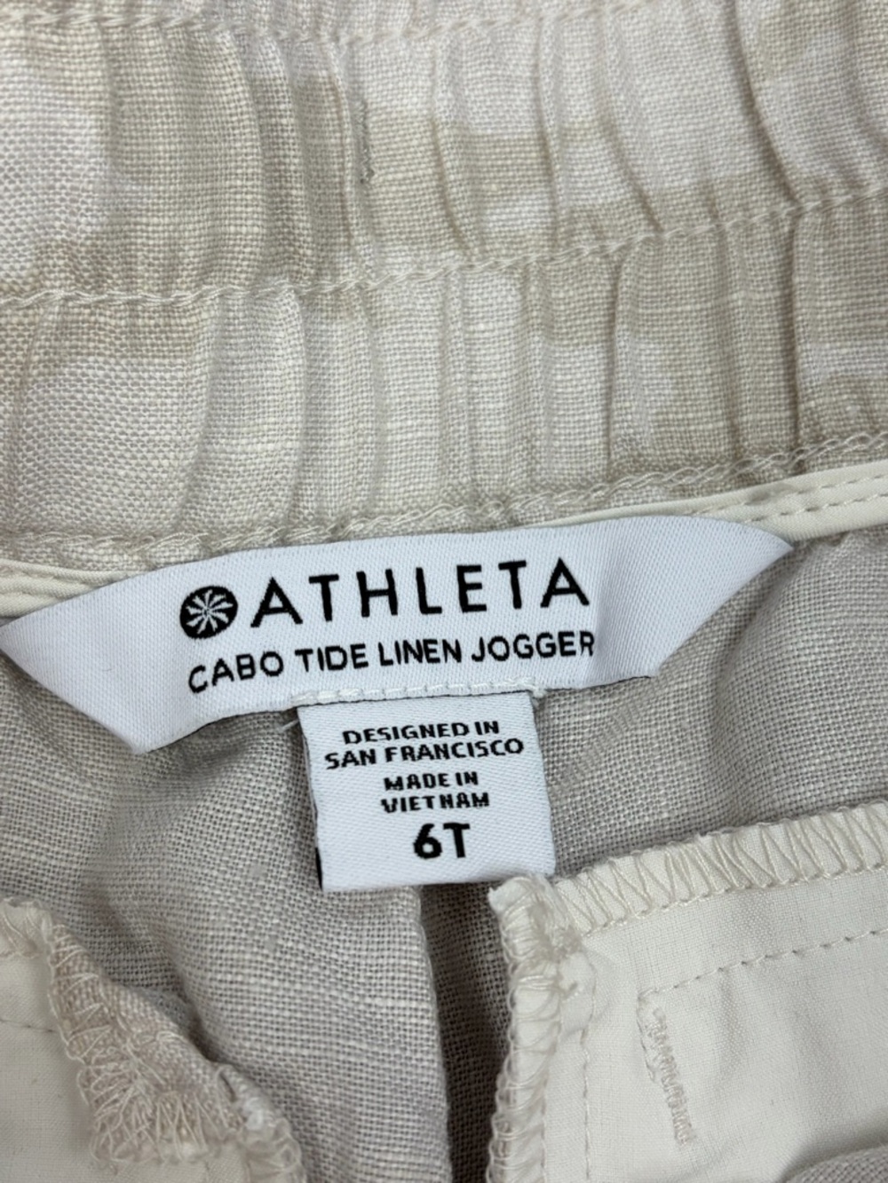 NWT Athleta Cabo Tide Linen Jogger Neutral Camo Sz 6 Tall - Picture 7 of 15